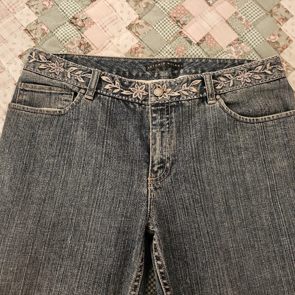 ANTONIO MELANI Embroidered Wide Leg  Capris   Size 10